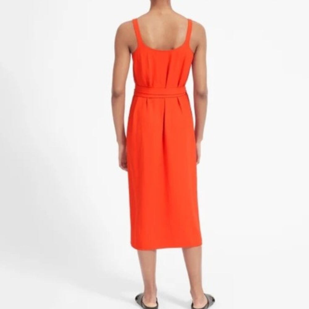 Everlane Tangerine Orange Japanese Go Weave Sleeveless Tank Midi Wrap Dress - Picture 2 of 14